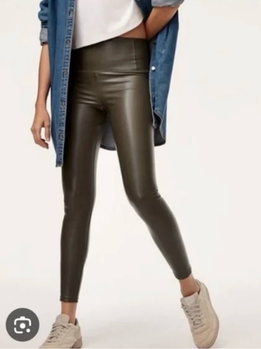 Aritzia Wilfred Free Daria Olive Vegan Faux Leather High-Waist Leggings XXS